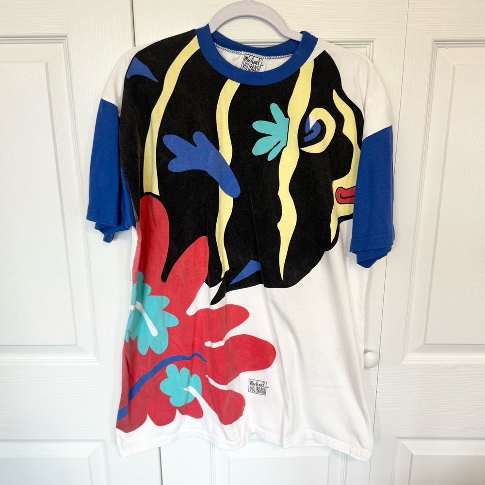 Vintage 1970s Michael Vollbrach Fish & Coral Graphic Tee OSFM